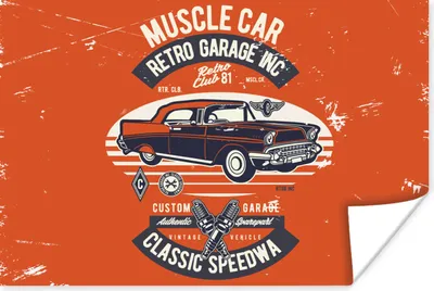 Produktbild von MuchoWow® Poster Auto - Orange - Oldtimer - Zitat 120x80 cm - Bilder