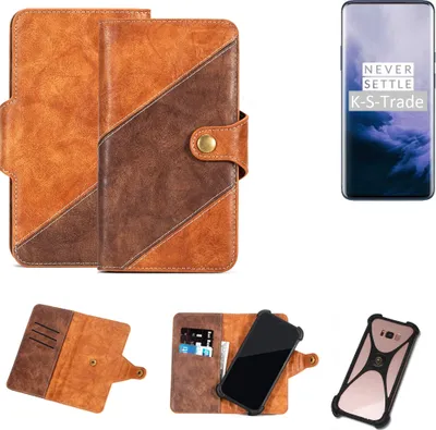 Produktbild von K-S-Trade Handyhülle Schutzhülle Bookstyle Case Wallet-Case kompatibel mit OnePlus 7T Pro Cover Klapphülle Kantenschutz Smartphone dunkelbraun