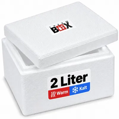 Produktbild von THERM BOX Styroporbox 2W Innen: 18x14x9,5cm Wand 3cm Volumen 2,39L Isolierbox Thermobox Kühlbox Warmhaltebox Wiederverwendbar