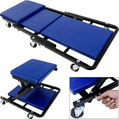 Image de Varan Motors - BS400001 2in1 Planche à roulettes automobile Tabouret d'atelier jusqu'à 150kg 6 roulettes pivotantes 360° faciles à manœuvrer Chaise longue d'atelier Chaise longue à roulettes