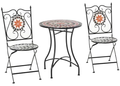 Produktbild von Outsunny Gartenset Balkonmöbel Set 3-teilige Mosaiktisch2 faltbare Stühle Metall
