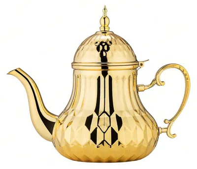 Marokkanische Teekanne 1,4 l Edelstahl gold
