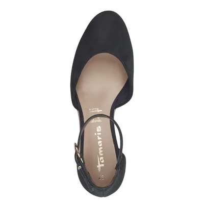 Zdjęcie produktu dla Tamaris damskie czółenka espadryle skórzany klin sandał pasek na kostkę 1-22309-42, rozmiar:38 EU, kolor:Niebieski