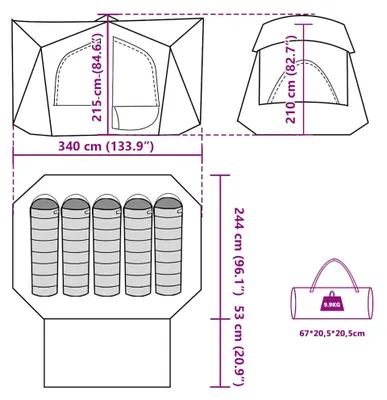 Produktbild von vidaXL Campingzelt 5 Personen Grün Wasserdicht