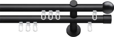 Produktbild von SN Deco - Innenlaufgarnitur Straßburg, 19 mm, 2-Lauf, schwarz, 240 cm (2x120 cm inkl. Verbinder)