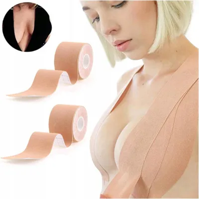Zdjęcie produktu dla Taśma Unosząca Biust Modelująca Dekolt Stanik Push Up Plastry Boob Tape Beżowa 5M