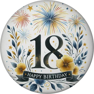Produktbild von 18. Geburtstag Magnet mit Flaschenöffner rund mit Spruch Happy Birthday 18