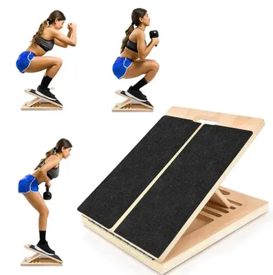 Immagine prodotto di Tavola di legno inclinabile - Piattaforma regolabile per lo stretching del polpaccio - 5 livelli di inclinazione - Adatta per polpacci, cosce, tendine d'Achille, caviglie - Per la riabilitazione e il rilassamento muscolare
