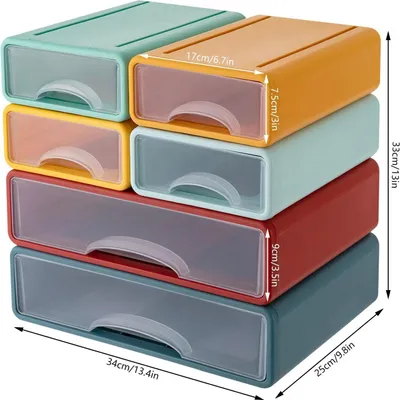 Immagine prodotto di Organizer per cassetti, 6 cassetti, materiale resistente, colorato