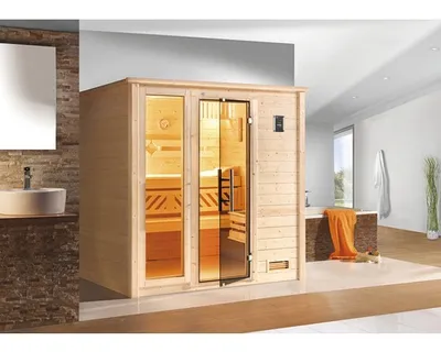 Produktbild von weka Premium Massivholz-Sauna BERGEN Gr. 1.8 Sparset 7,5 kW OS inkl. digitaler Steuerung x B x T x H  x 196 x 178 x 205