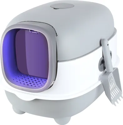 Image de Bac à litière avec lumière UV Bac à litière avec couvercle gris