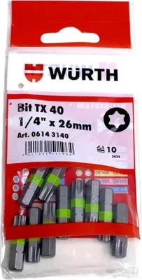 Produktbild von Würth 10x TX40 Bit 1/4 Zoll x 26mm TX 40 C 6,3 Antrieb Schrauben 06143140