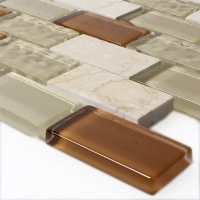 Produktbild von Mosaikfliesen Glas Marmor Beige Mix