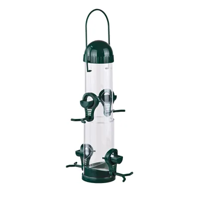 Produktbild von Vogelfuttersäule Vogel Futterstation Futterhaus Futterstelle Vogelfutterspender grün transparent