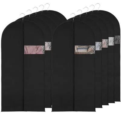 10 Kleidersäcke 60x140 cm, EVA, staubdicht, Sichtfenster, schwarz