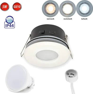 Obrázek produktu pro LED Line IP44 stropní svítidlo zapuštěné do rámu vodotěsné zapuštěné bodové svítidlo bodové kulaté bílé z hliníku s paticí GU10 5W žárovka studená bílá