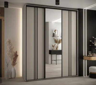Obrázok produktu pre Šatníková skriňa INDIRA 7 - 190/45 cm, kašmír / čierna