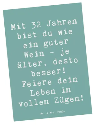Produktbild von Mr. & Mrs. Panda Postkarte Spruch 32. Geburtstag - Meeresbrise - Geschenk, Happy Birthday, feiern, alter, Fotokarte, Geburtstagsparty, besondere Geschenke, Grußkarte
