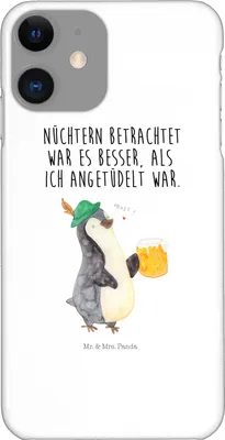 Produktbild von Mr. & Mrs. Panda Iphone 11 Handyhülle Pinguin Bier - Weiß - Geschenk, , Hülle, Feierabend, Cover, Handy Schutzhülle, Beschwippst, Case, Angetüdelt