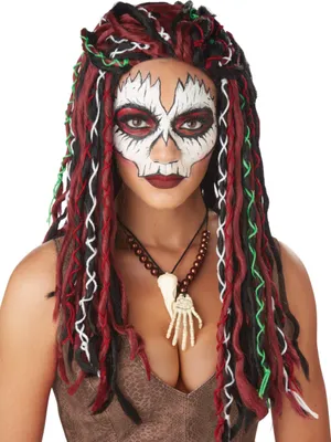 Produktbild von Voodoo-Priesterin-Perücke für Damen Halloween-Perücke bunt - Einheitsgröße