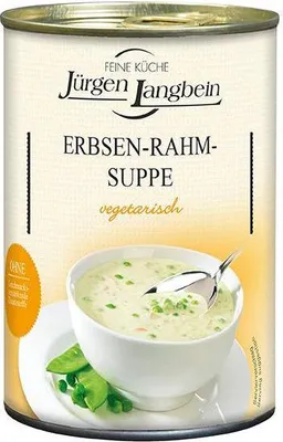 Produktbild von Jürgen Langbein Erbsen-Rahm-Suppe 400 Ml Dose  Cremiger Geschmack Tafelfertig Vegetarisch