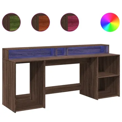 Obrázok produktu pre vidaXL LED stôl hnedý dubový vzhľad 200x55x91 materiál na báze dreva