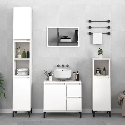 Produktbild von vidaXL Badschrank Weiß 30x30x100 cm Holzwerkstoff