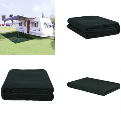 Image de vidaXL Tapis de tente 200 x 200 cm Vert foncé - Tapis de tente - Tapis de camping