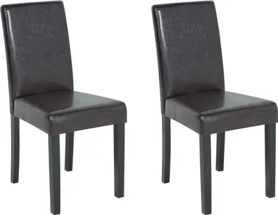 Obrázek produktu pro BELIANI Jídelní židle sada 2 kusů tmavě hnědá koženka tmavě retro styl jídelna kuchyně
