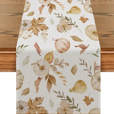 Produktbild von Tischläufer Herbst Ahornblatt Kürbis 40 x 180 cm Weiß
