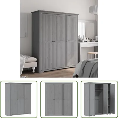 Image de The Living Store Armoire BODO Gris 151,5x52x176,5 cm Pin massif