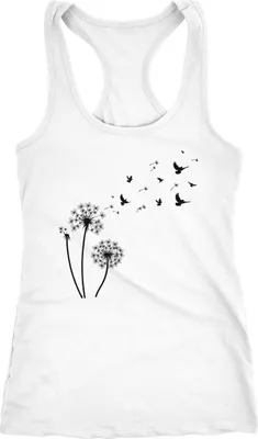 Produktbild von Damen Tank-Top Pusteblume Vögel Dandelion Birds Racerback Neverless® weiß L