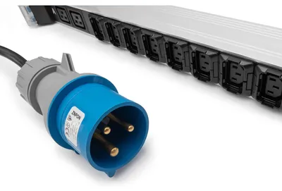 Produktbild von Digitus Basis IT PDU, 1-phasig 32A, 24 x C13, 4 x C19, 3 m Zuleitung, IEC 60309 32 A Stecker, Standard, 0U, Einphasig, Senkrecht, Aluminium, Schwarz
