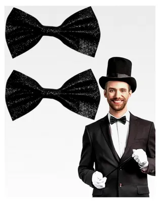 Produktbild von 2er Set Herren Glitzerfliege vorgebunden mit Pailletten für Junggesellenabschied, Karneval und Weihnachten (Schwarz)