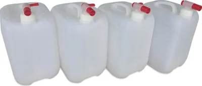 Produktbild von 4 x 10 L 10 Liter Wasserkanister Kanister lebensmittelecht dicht + 4 x Hahn DIN45 (4x10knn45+4xH.45)