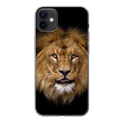 Produktbild von MuchoWow® Handyhülle Schutzhülle Hülle für iPhone 12 mini Löwe - Porträt - Schwarz - Tiere Silikon Softcase Handy Hülle - Bild