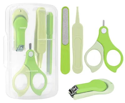 Produktbild von Baby Maniküre Set 4-teilig Grün mit Nagelknipser, Nagelschere, Nagelfeile, Pinzette