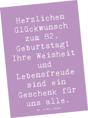 Produktbild von Mr. & Mrs. Panda Ansichtskarte Spruch 82. Geburtstag - Lavendeltraum - Geschenk, Kunstkarten, Postkarte, Feier, Jubiläum, Herzlichen Glückwunsch zum, Grußkarte, Geschenke