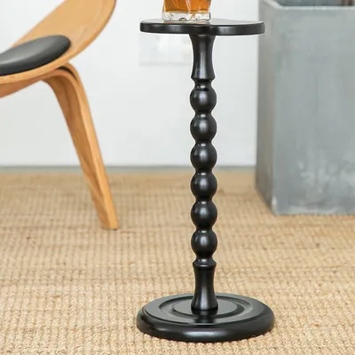 Produktbild von 360Home Vintage holz kleiner Beistelltisch rund mittel-antik massivem Buche Schwarz