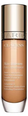 Produktbild von Clarins Skin Illusion Full Coverage, Pumpenflasche, Flüssigkeit, Jeder Hauttyp, Aufhellend, Feuchtigkeitsspendend, Mattierend, Klärend, Licht, Warm