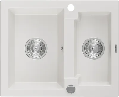 Produktbild von Mexen Carlos 1,5-Becken-Granitspüle 582 x 475 mm, Weiß, Siphon chrom - 6518581500-20