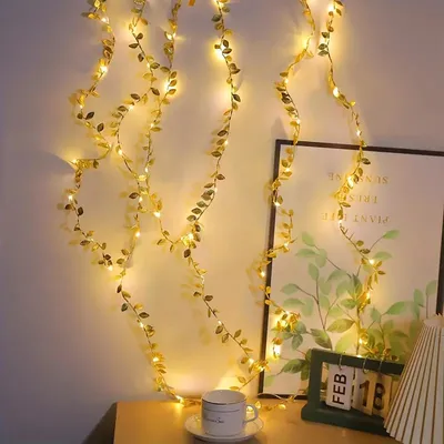 LED-Lichterkette mit Blättern, 10 m, 100 LEDs, batteriebetrieben