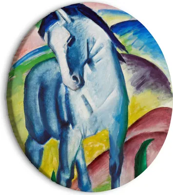 Produktbild von Italienischer Leinwand Rundes Bild - Blue Horse (Franz Marc) 80x80 cm Reproduktionen l-G-10025-bc-a