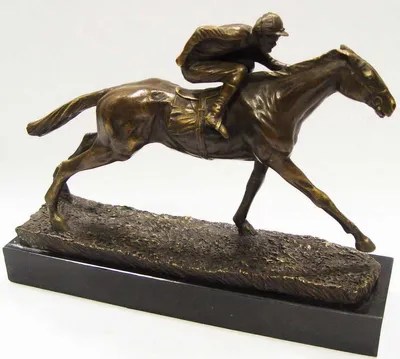 Obrázok produktu pre Casa Padrino luxusná bronzová socha džokej s koňom bronz / zlato / čierna 29 x 7,9 x v. 21,4 cm - dekoratívna figúra