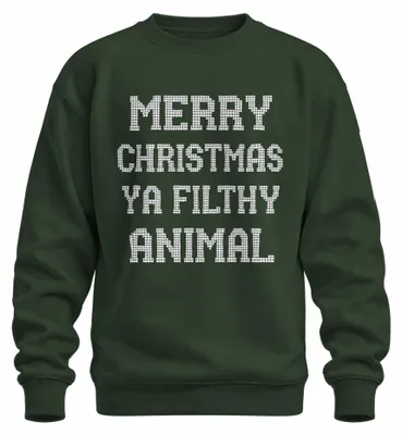 Obrázek produktu pro Vánoční svetr s potiskem "Merry Christmas Ya Filthy Animal", "Lustig Kevin", "Home Alone", zelený, velikost 3XL