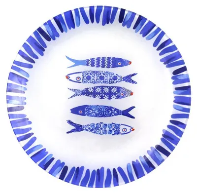 Produktbild von Dessertteller „Blauer Fisch“, 20 x 20 x 1,3 cm – 6er-Set