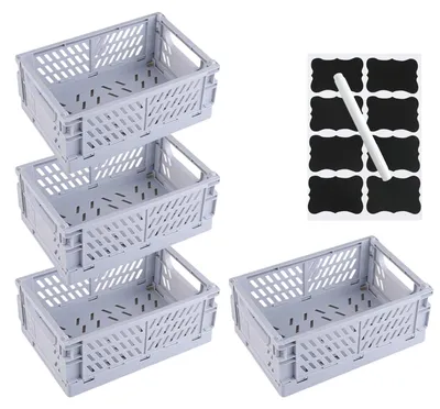 Productafbeelding van Set van 4 Inklapbare Opbergkratjes - Blauw