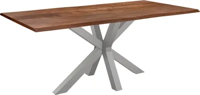 Produktbild von Esstisch Baumkante massiv Akazie nussbaum 260 x 100 silber SPYRO