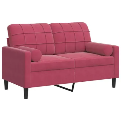 Image de Canapé 2 places avec oreillers bordeaux 120 cm velours