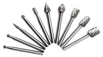 Produktbild von 10 Stück HSS-Hartmetall-Rotationsschneidgrat-Satz Schleifer-Bit 1/8 (3 mm) Schaft für Holzbearbeitung